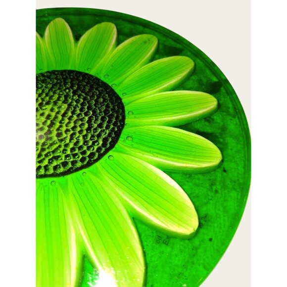 Mcm Solid 8"Lucite Emerald Green Sunflower Retro Vintage - Picture 5 of 8